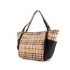 Burberry shopping bag in beige Haymarket canvas and black leather - 00pp thumbnail
