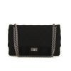 Chanel 2.55 handbag in black quilted jersey - 360 thumbnail