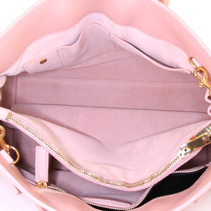 Sac à main Saint Laurent Sac de jour petit modèle en cuir rose-pale - Detail D3