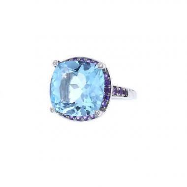 Mauboussin Couleur d'Amour ring in white gold,  topaz and amethysts
