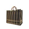 Shopping bag Fendi in tela siglata marrone e nera a righe - 00pp thumbnail