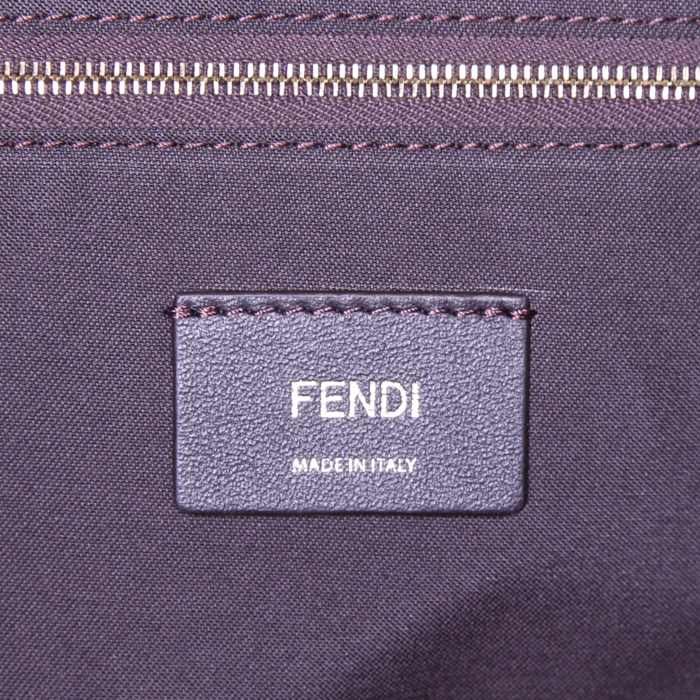 Shopping bag Fendi in tela siglata marrone e nera a righe - Detail D3