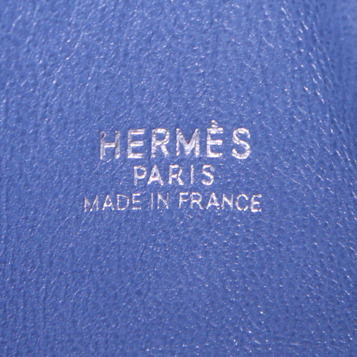 Hermes Bolide 25 cm handbag in blue ostrich leather - Detail D4