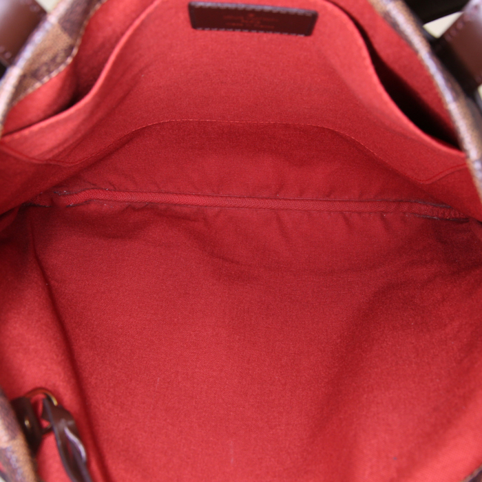 Louis Vuitton shoulder bag in ebene damier canvas and brown leather - Detail D2