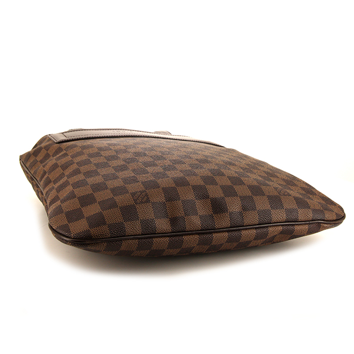 Louis Vuitton shoulder bag in ebene damier canvas and brown leather - Detail D4