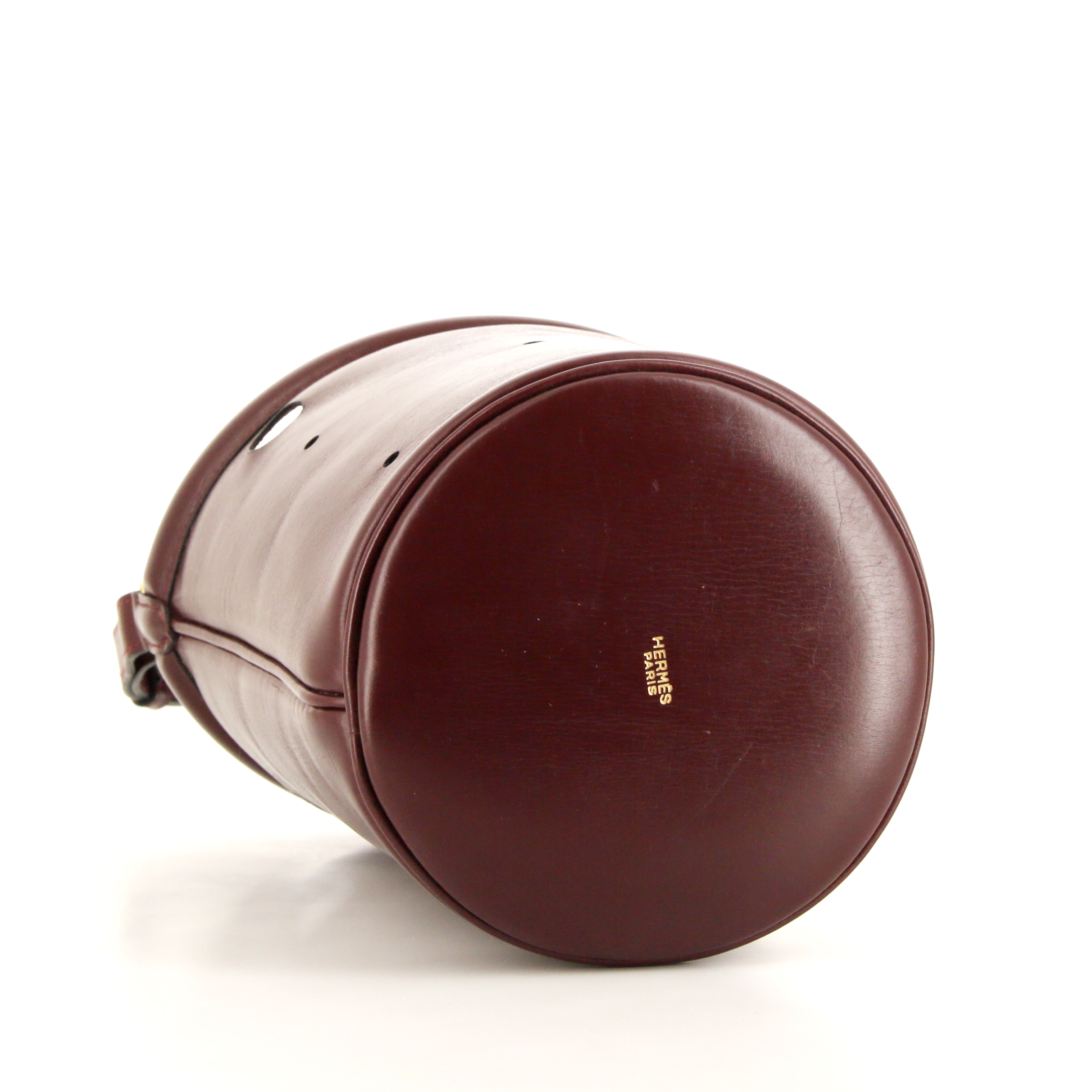 Hermes Mangeoire handbag in burgundy box leather - Detail D4