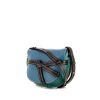 Loewe Gate shoulder bag in pigeon blue, green and black tricolor leather - 00pp thumbnail