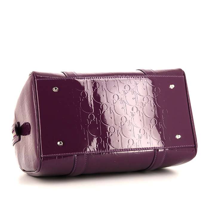 Dior Bowling handbag in purple monogram patent leather - Detail D4