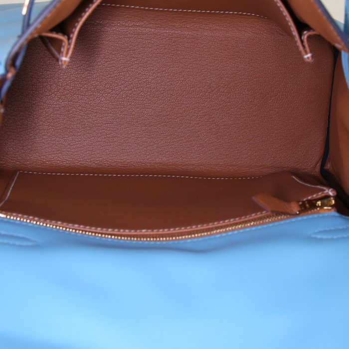 Hermes Kelly 25 cm handbag in Northern Blue Swift leather - Detail D3