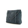 Chanel shopping bag in blue quilted leather - 00pp thumbnail