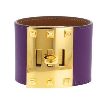 Hermès Extrême size S cuff bracelet in leather and metal