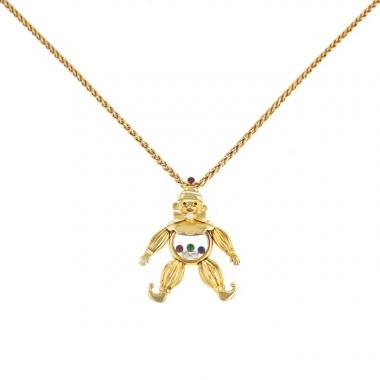 Collar Chopard Happy Diamonds modelo grande en oro amarillo,  diamantes y piedras de colores