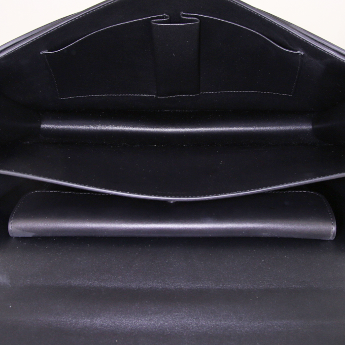 Bolso de mano Céline Classic Box en cuero acolchado negro - Detail D2