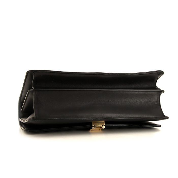 Bolso de mano Céline Classic Box en cuero acolchado negro - Detail D4