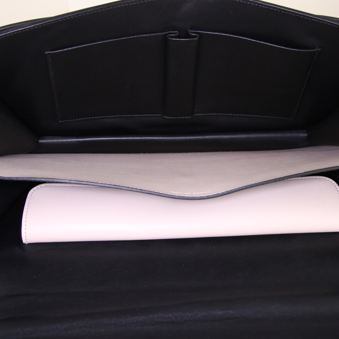 Borsa a tracolla Céline Classic Box in pelle box nera e beige - Detail D3