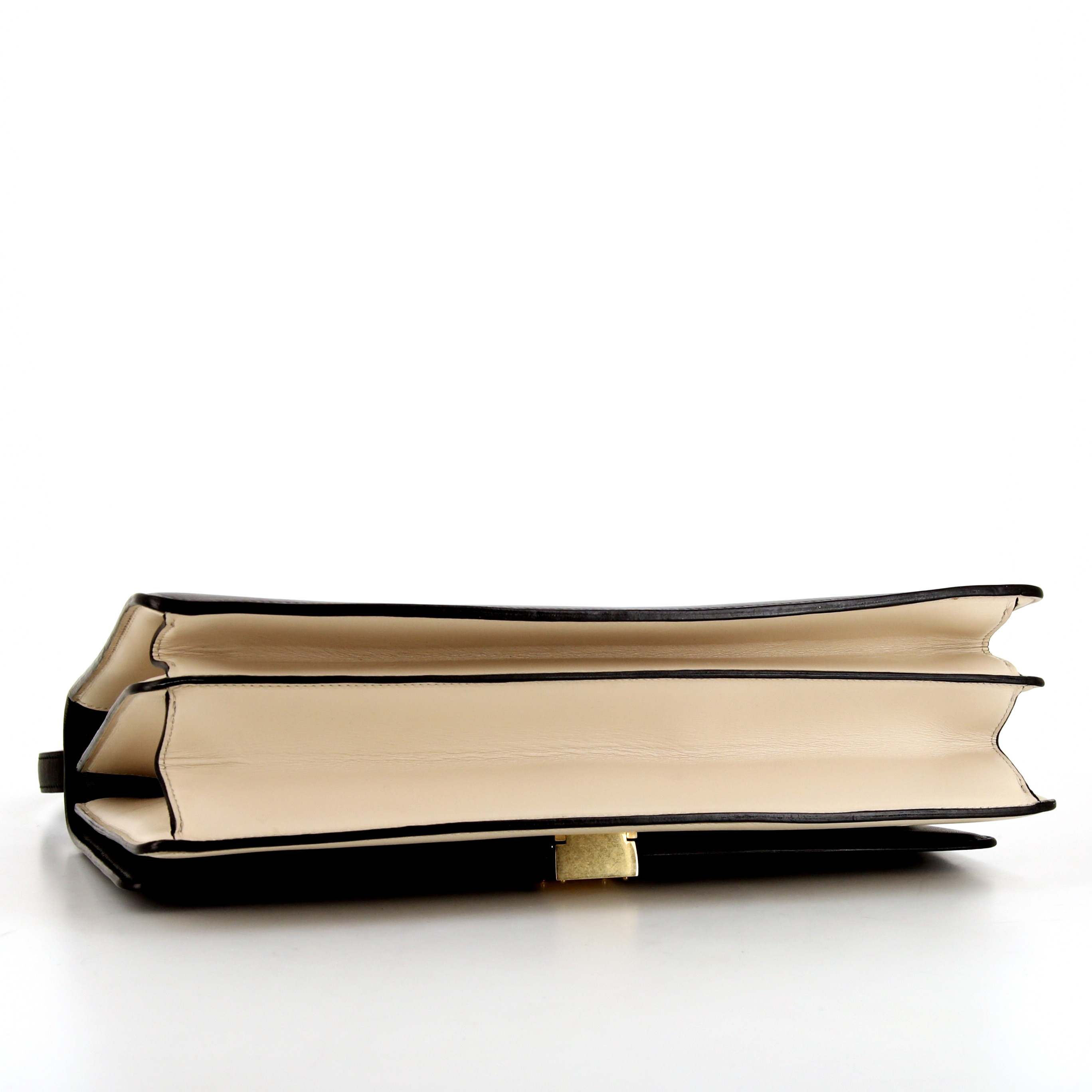 Sac bandoulière Céline Classic Box en cuir box noir et beige - Detail D5