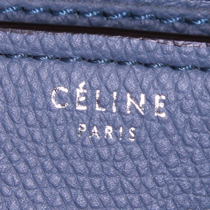 Borsa a tracolla Céline Classic Box in pelle martellata blu - Detail D4