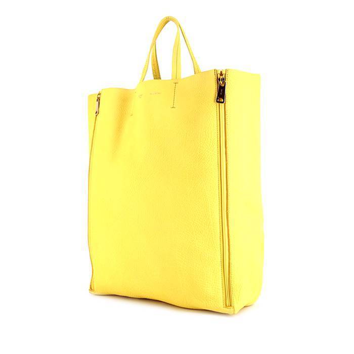 Celine Cabas shopping bag in yellow grained leather - 00pp