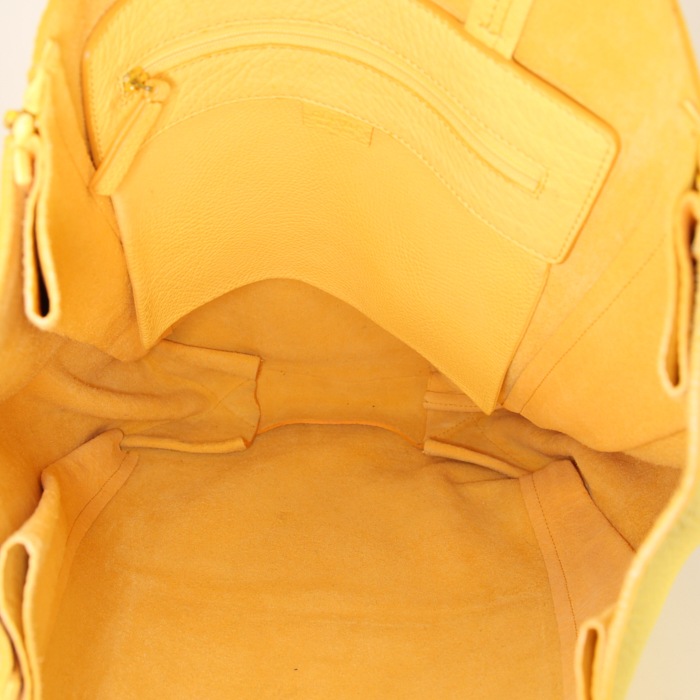 Shopping bag Celine Cabas in pelle martellata gialla - Detail D2
