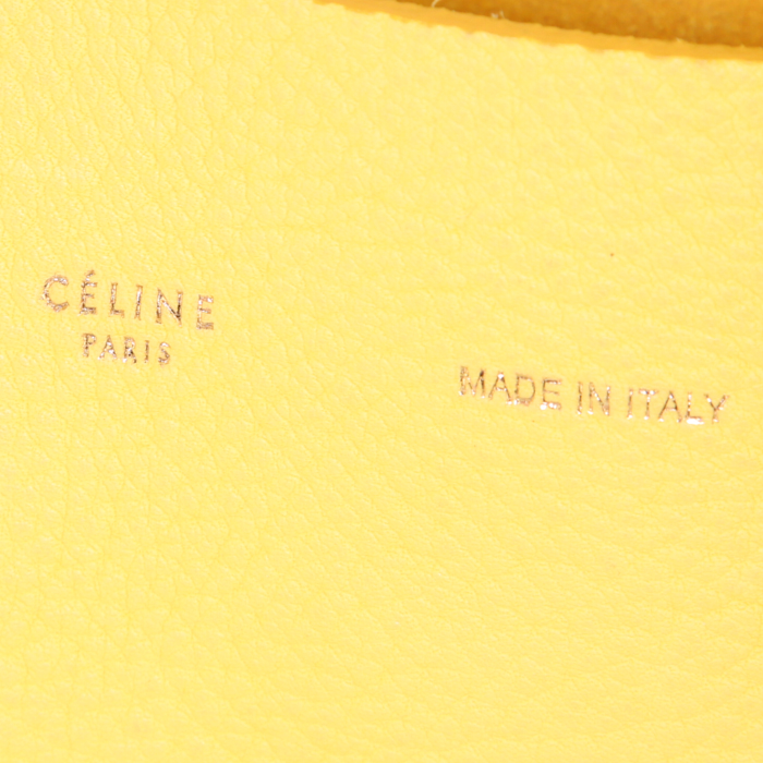 Bolso Cabás Celine Cabas en cuero granulado amarillo - Detail D3