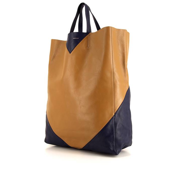 CELINE Cabas Vertical Satchel/Top Handle Bag Small Dark Brown  Canvas/Leather