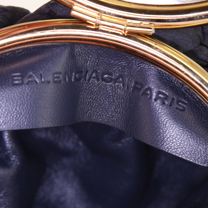 Borsettina da sera Balenciaga in tela trapuntata blu notte - Detail D3