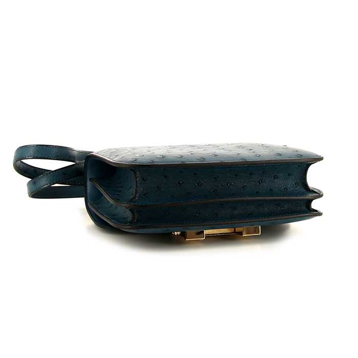Borsa Hermes Constance in struzzo blu Cobalt - Detail D5