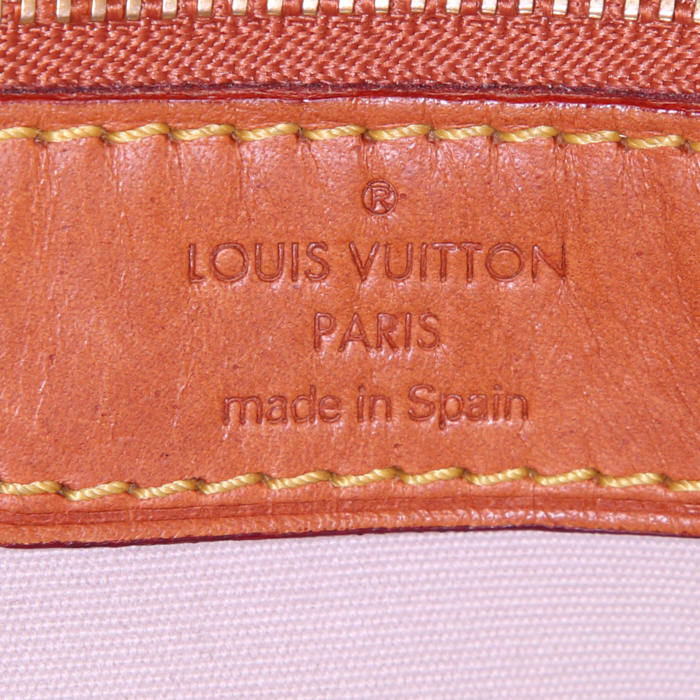 Sac à main Louis Vuitton Batignolles en toile monogram marron et cuir naturel - Detail D3