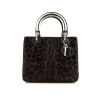Borsa Dior Lady Dior modello medio in puledro marrone con stampa leopardata - 360 thumbnail