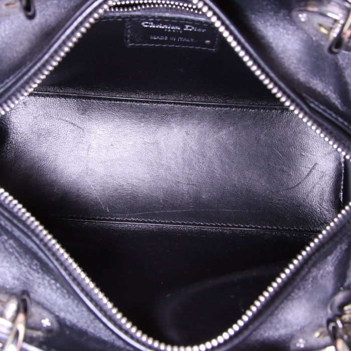 Borsa Dior Lady Dior modello medio in puledro marrone con stampa leopardata - Detail D3