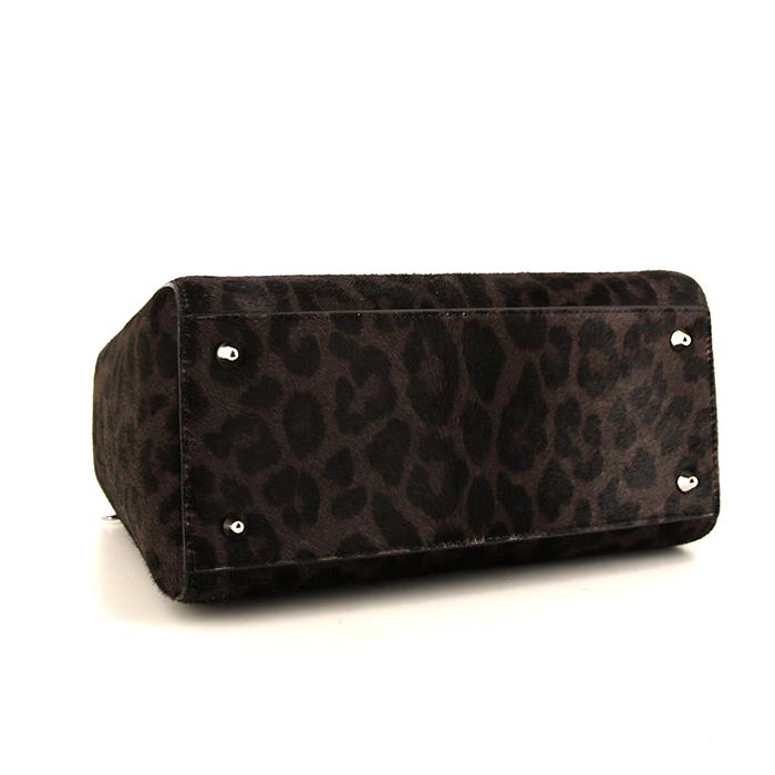 Borsa Dior Lady Dior modello medio in puledro marrone con stampa leopardata - Detail D5