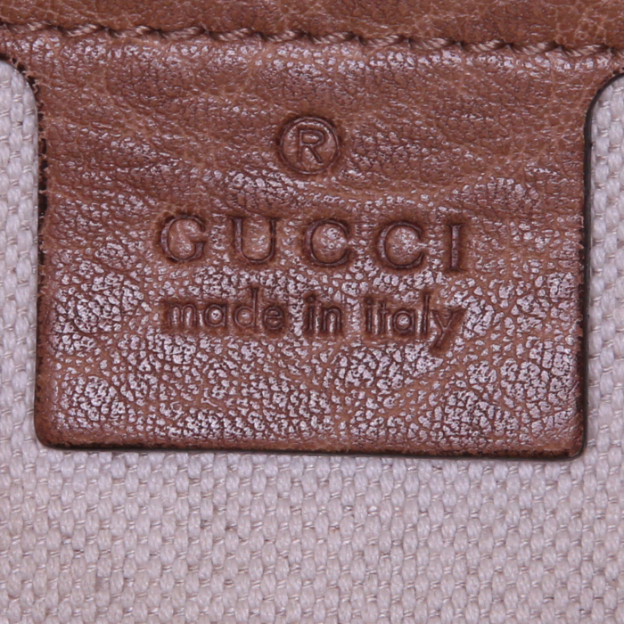 Bolso Cabás Gucci en lona Monogram beige y cuero marrón - Detail D3