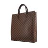 Louis Vuitton Sac Plat shopping bag in ebene damier canvas and brown leather - 00pp thumbnail