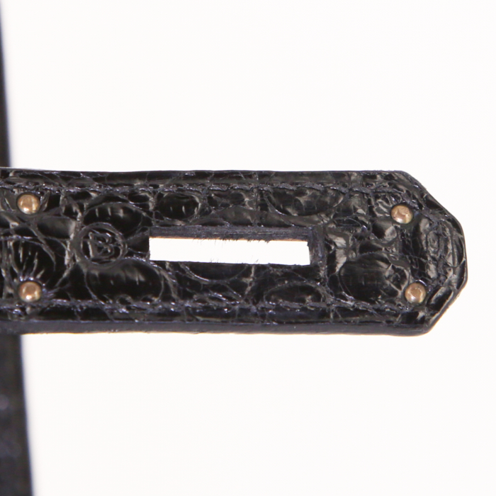 Sac à main Hermes Kelly 32 cm en crocodile noir - Detail D5