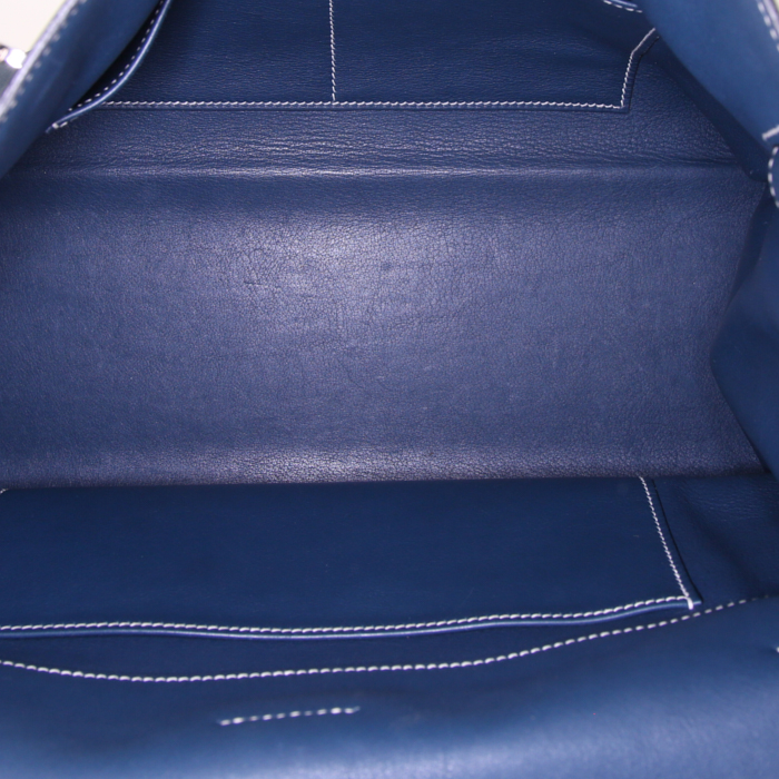 Bolso de mano Hermes Kelly Flat en cuero swift azul - Detail D3