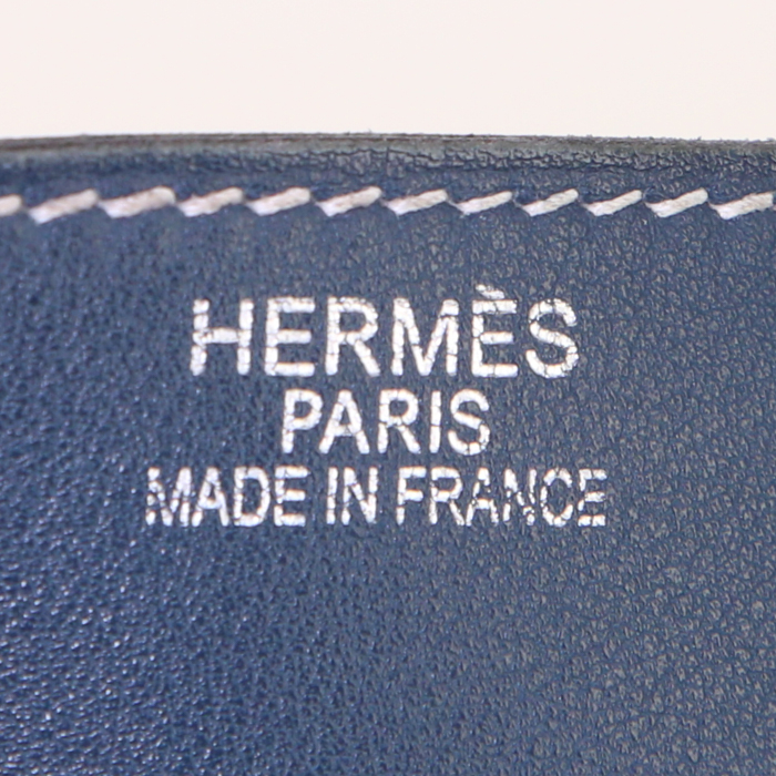 Bolso de mano Hermes Kelly Flat en cuero swift azul - Detail D4