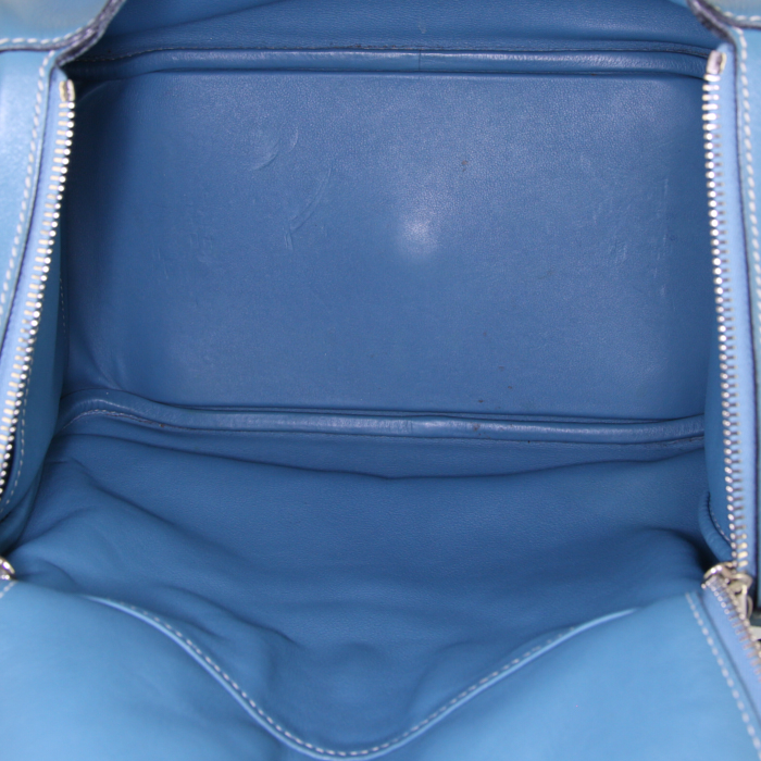 Sac à main Hermes Lindy en cuir Swift bleu-jean - Detail D2