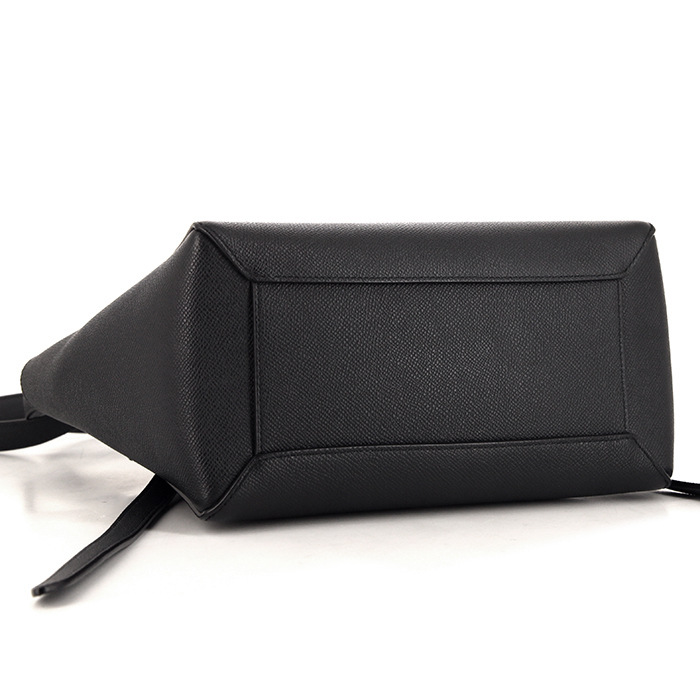 Sac bandoulière Celine Belt grand modèle en cuir grainé bleu-foncé - Detail D5