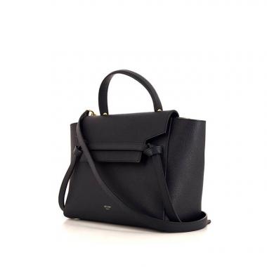 Bolso bandolera Celine Belt modelo grande en cuero granulado azul oscuro