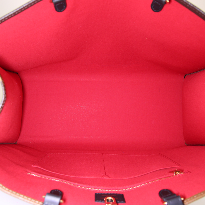 Sac cabas Louis Vuitton Onthego grand modèle en toile monogram marron et toile monogram Reverso - Detail D3