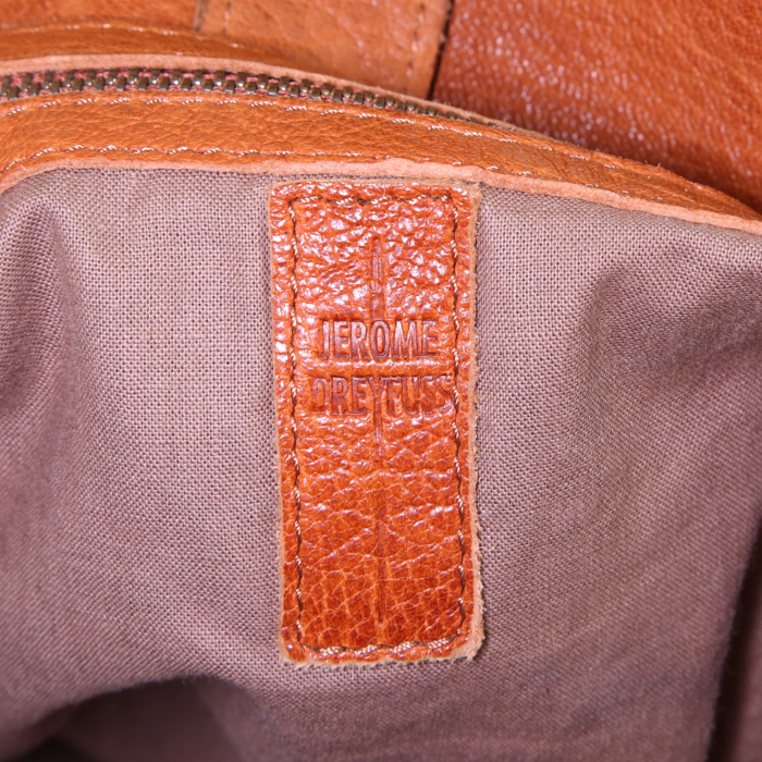 Jerome Dreyfuss shopping bag in brown leather - Detail D4