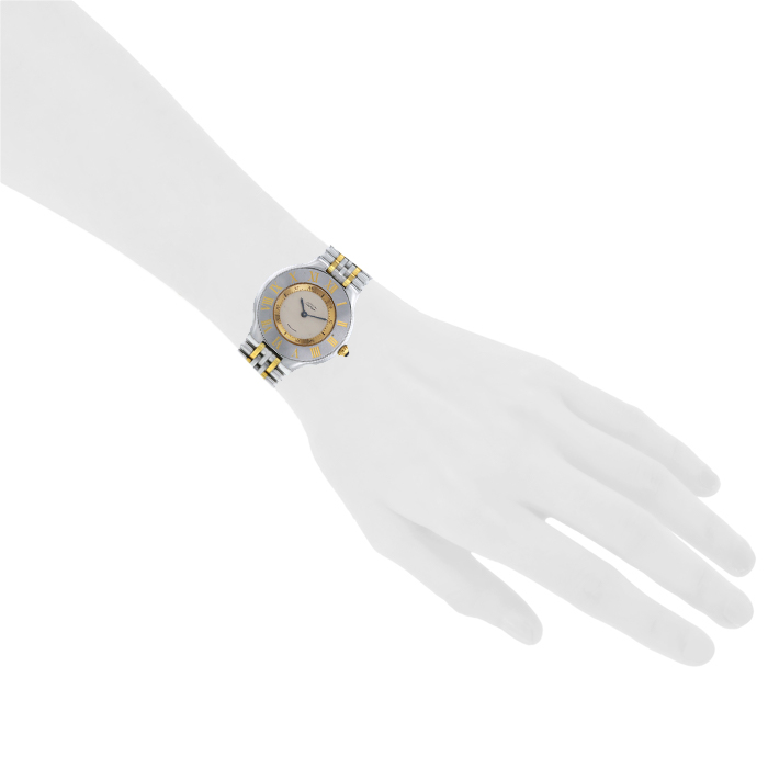 Orologio Cartier Must 21 in acciaio e vermeil Ref :  12300P Circa  1990 - Detail D1