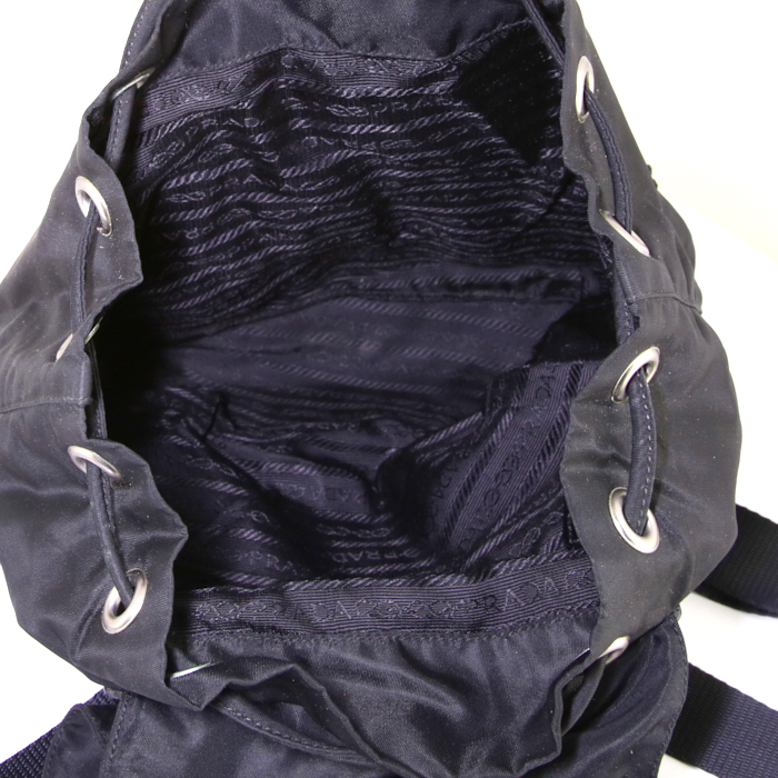 Sac à dos Prada Nylon Backpack en toile noire et cuir noir - Detail D3