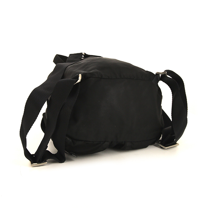 Sac à dos Prada Nylon Backpack en toile noire et cuir noir - Detail D5