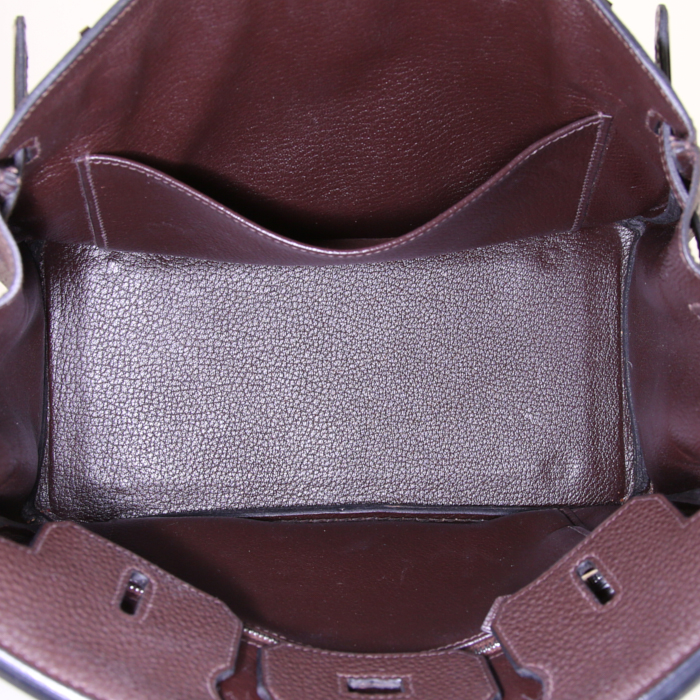 Bolso de mano Hermes Birkin 25 cm en cuero togo marrón chocolate - Detail D2
