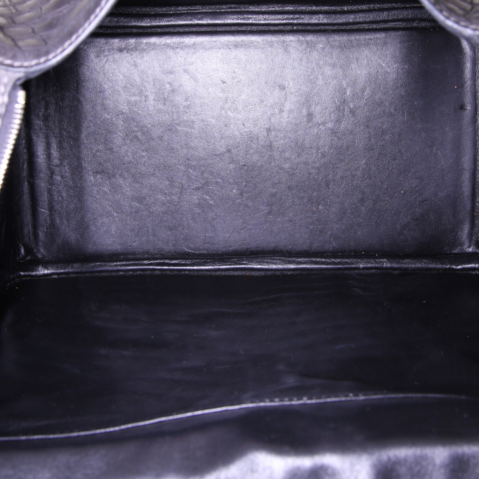 Hermes Lindy handbag in grey Graphite niloticus crocodile - Detail D2