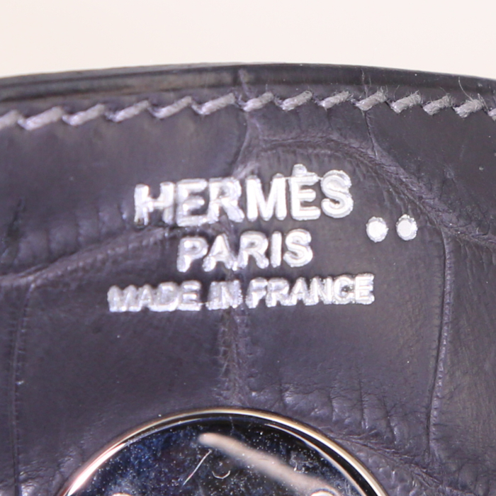 Sac à main Hermes Lindy en crocodile niloticus gris Graphite - Detail D3