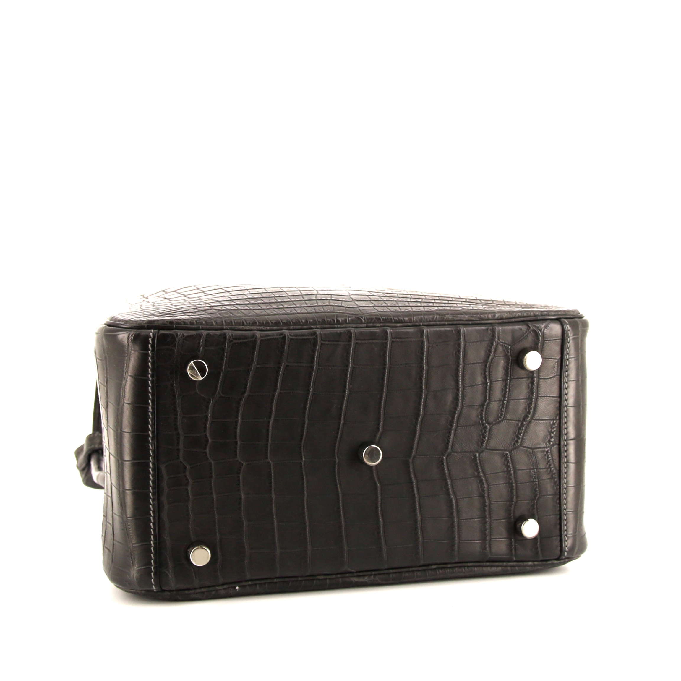 Sac à main Hermes Lindy en crocodile niloticus gris Graphite - Detail D4