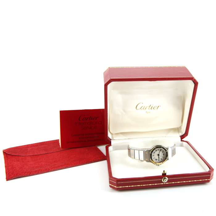 Montre Cartier Santos Ronde en or et acier Ref :  0907 Vers  1990 - Detail D2