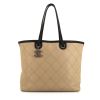 Chanel shopping bag in beige quilted leather and black leather - 360 thumbnail